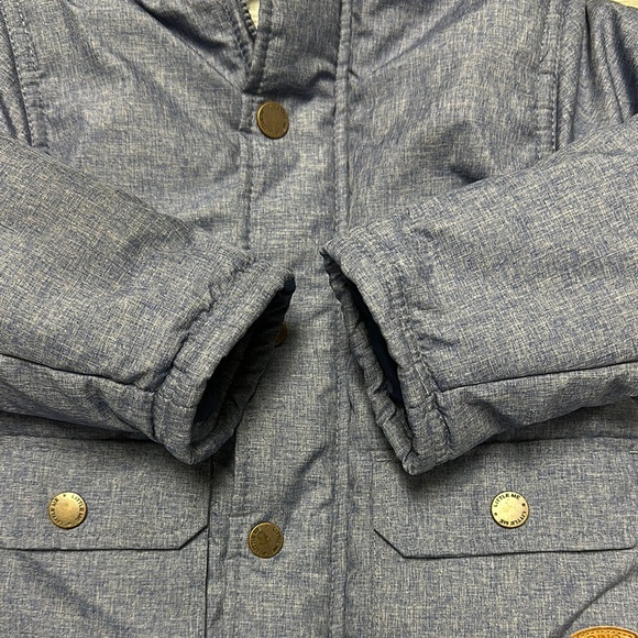 Little Me Puffer Jacket Hooded Blue Zipper / Snap Front “Safari Explorer” - Picture 5 of 9